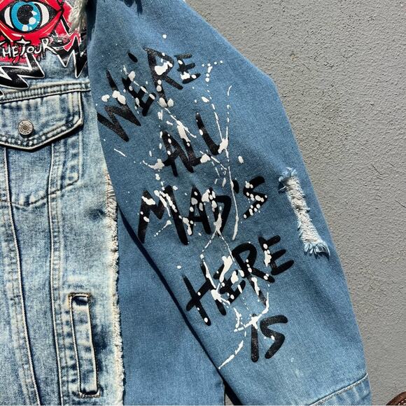 Hard Rock Cafe Bad Girl Vog Paris Catwoman Denim Jean Two Tone Jacket Blue B LG - Picture 7 of 9